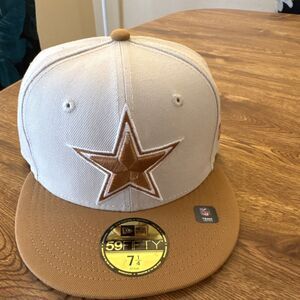 New Era 59FIFTY Dallas Cowboys NFL Hat Beige Brown Size 7 1/4